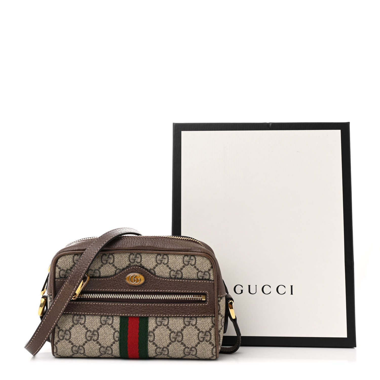Gucci GG Supreme Monogram Web Mini Ophidia Shoulder Bag Brown 11 of 11