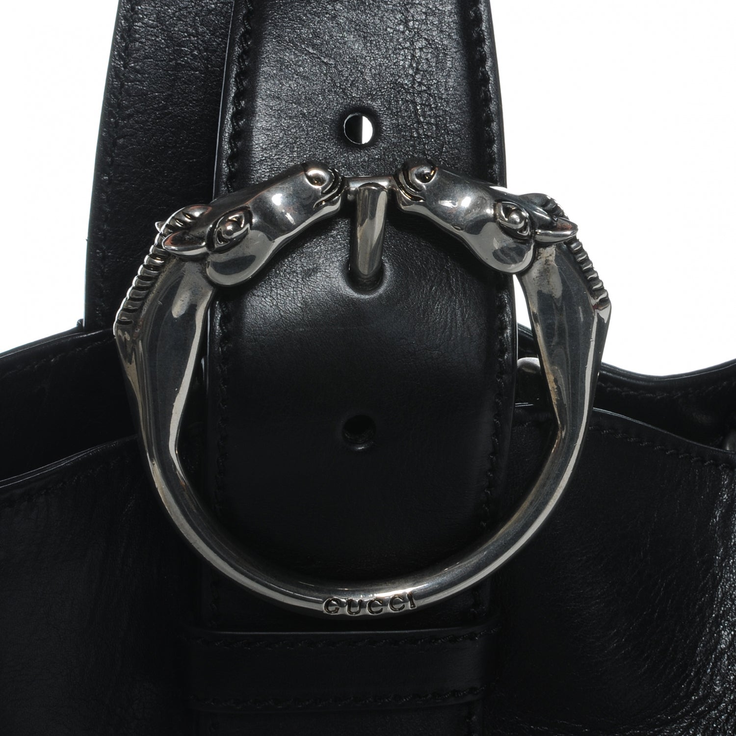 Gucci Leather Medium Ribot Horse Heads Tote Black 5 of 7