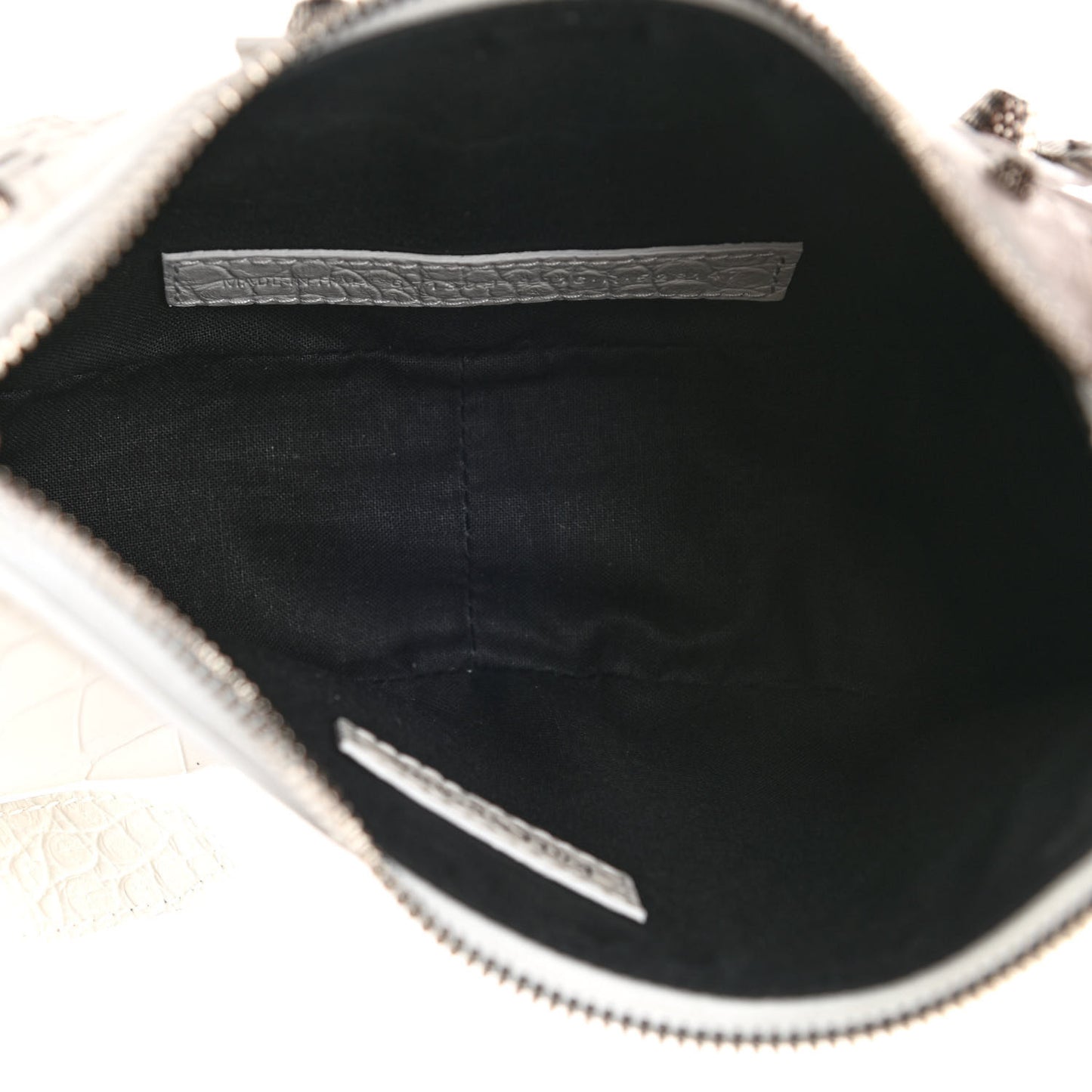 Extra Supple Calfskin Crocodile Embossed Le Cagole Shoulder Bag XS White