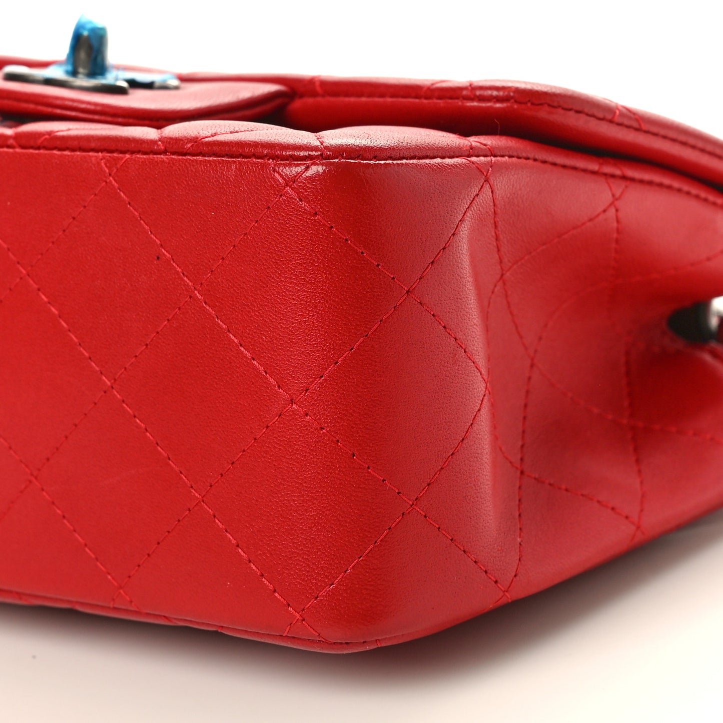 Lambskin Quilted Mini Square Flap Red