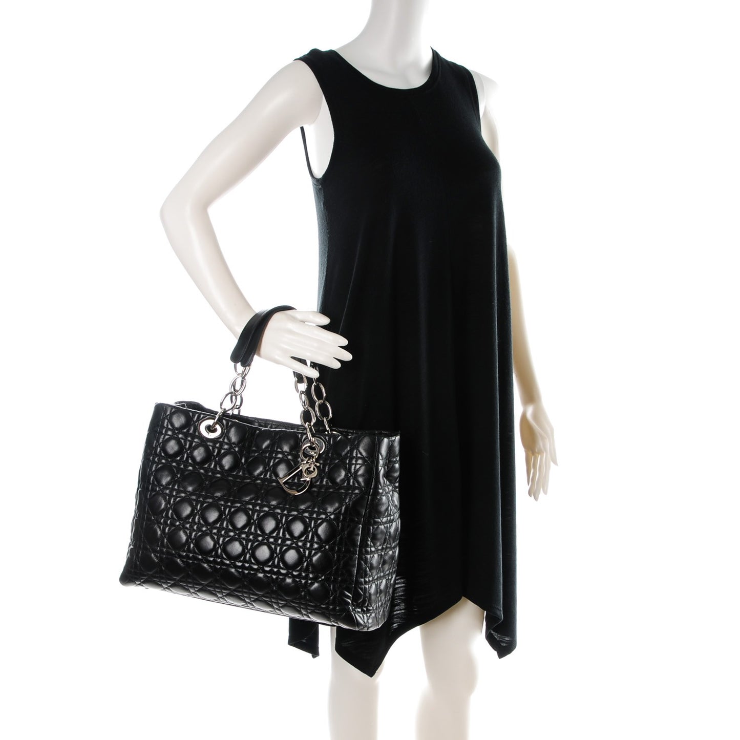 Lambskin Cannage Large Dior Soft Shopping Tote Black