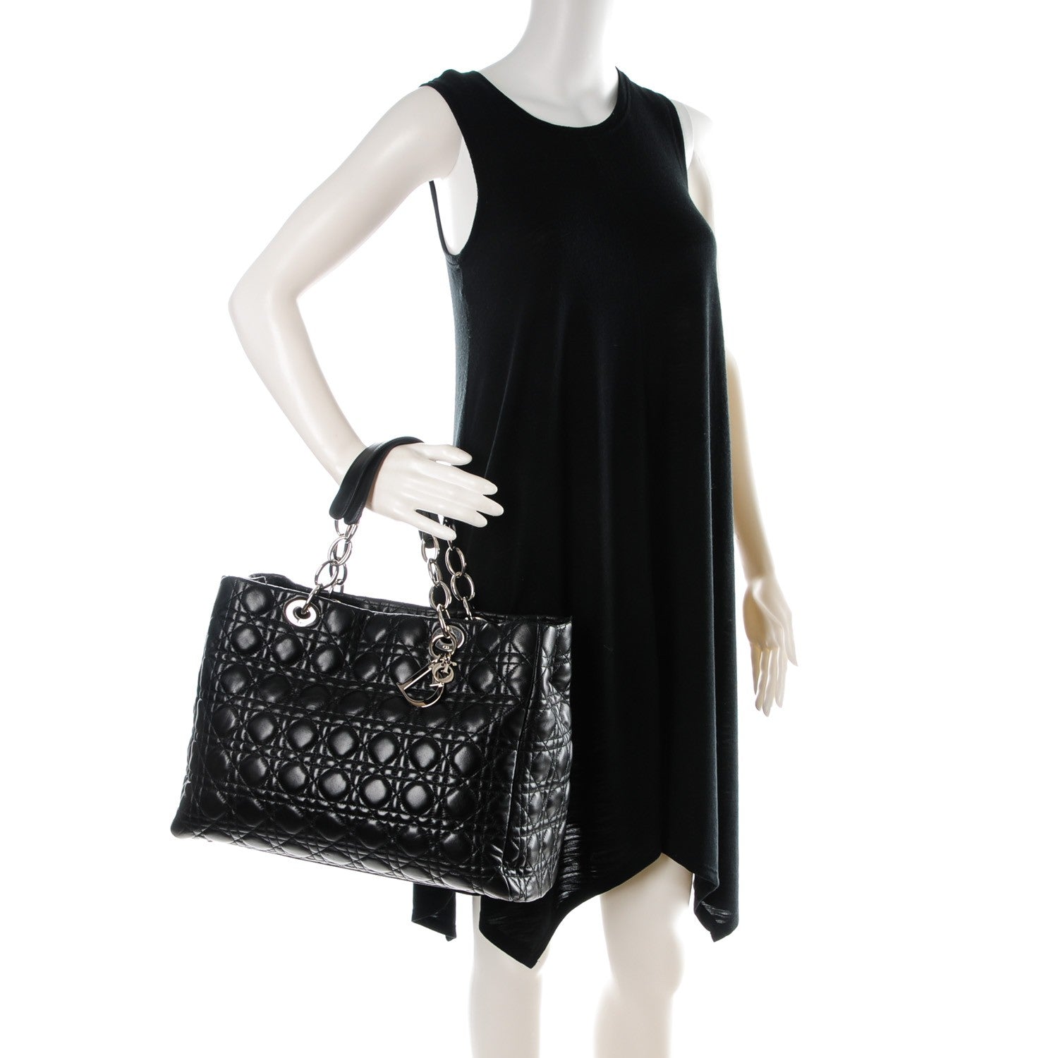 Christian Dior Lambskin Cannage Large Dior Soft Shopping Tote Black 2 of 6