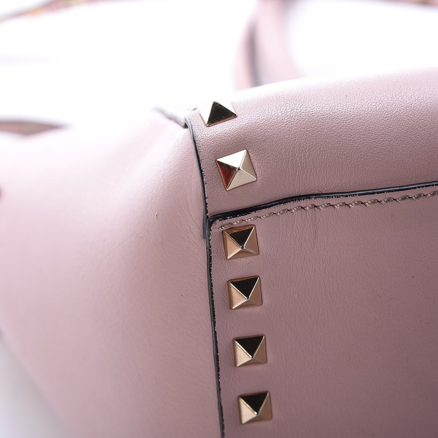 Vitello Small Rockstud Double Handle Tote Water Rose