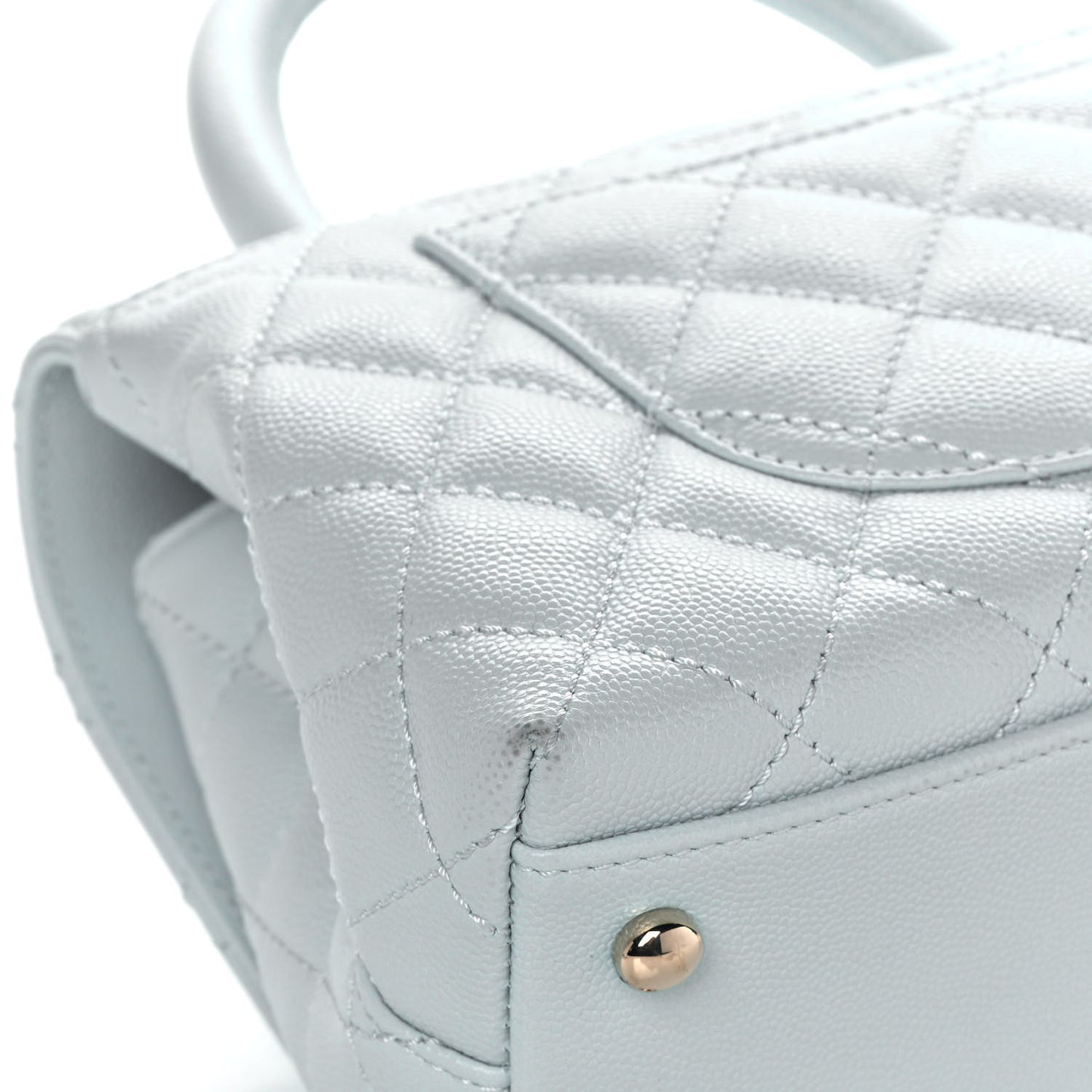 Caviar Quilted Mini Coco Handle Flap Light Blue