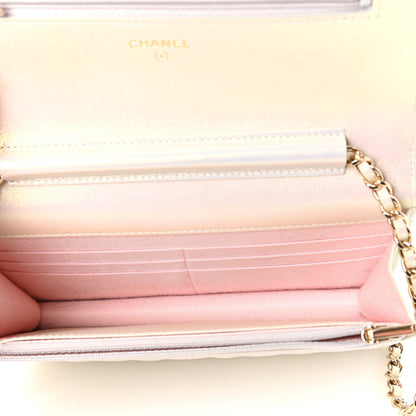 Chanel Iridescent Lambskin Quilted Wallet On Chain WOC Ivory 5 of 12