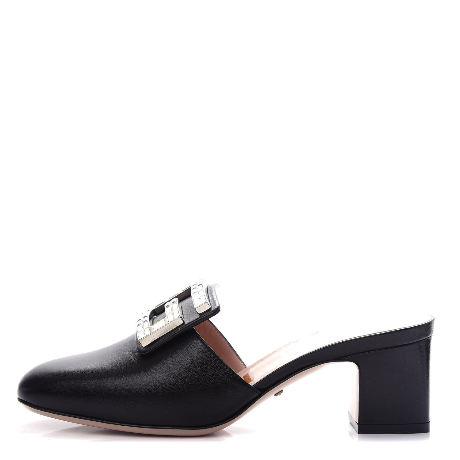 Gucci Malaga Kid Crystal Square G Madelyn Mules 35.5 Black 1 of 11