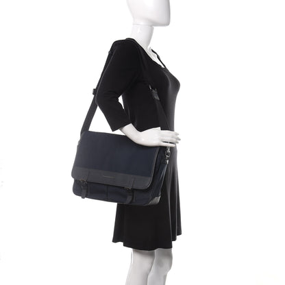 Burberry Calfskin Nylon Fairbank Messenger Bag Navy Black 2 of 9