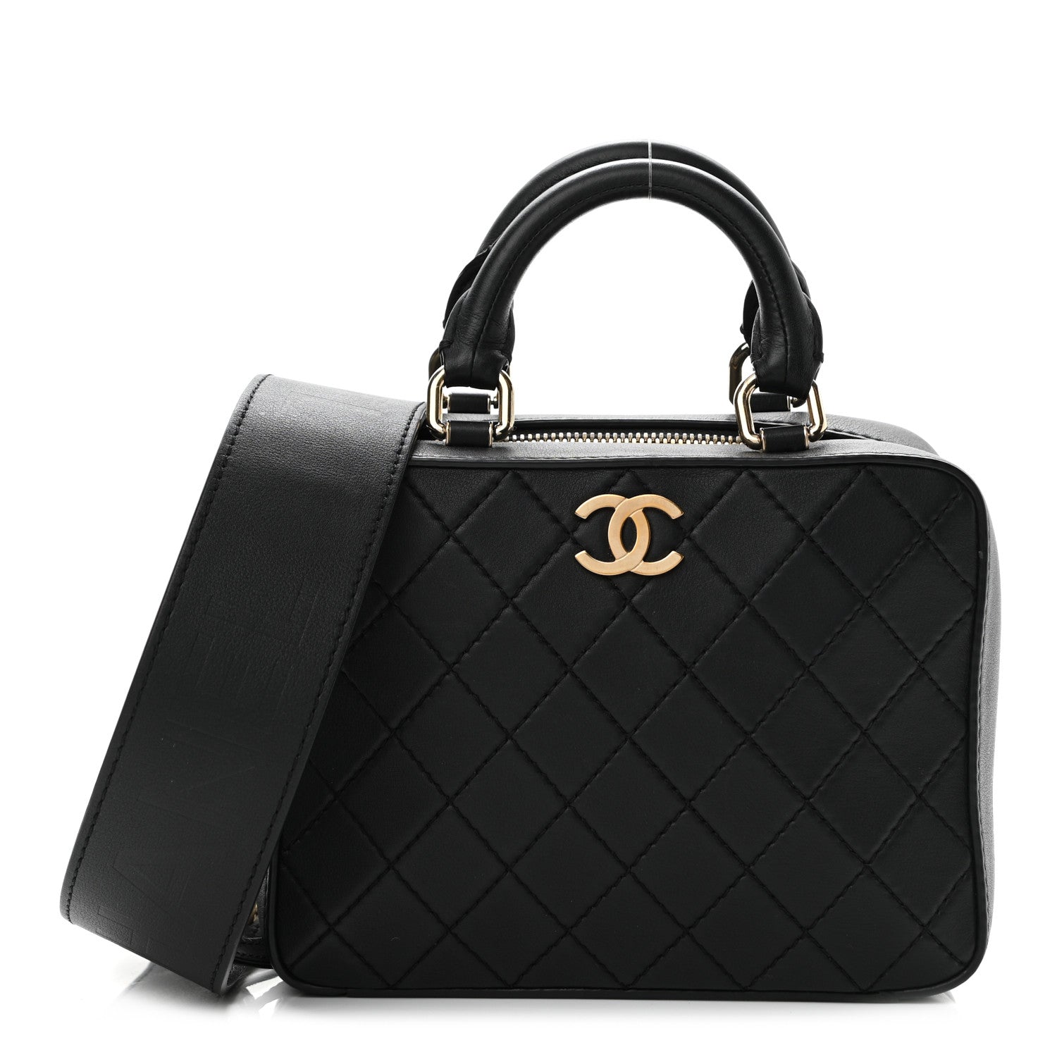 Chanel Calfskin Quilted Travel Kit Vanity Case Black 1 of 11