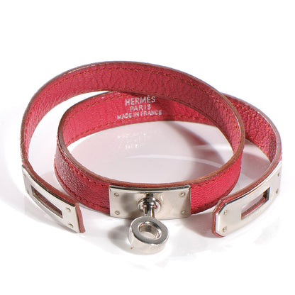 Hermes Chevre Mysore Kelly Double Tour Bracelet Small Fuchsia 3 of 6