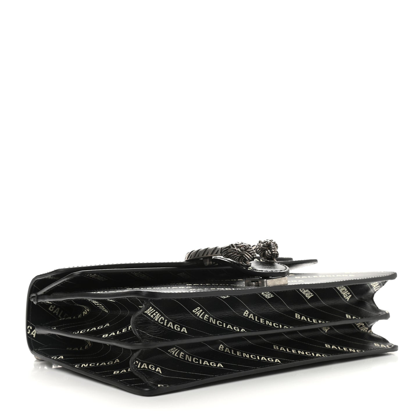 X BALENCIAGA Calfskin Logo Print Small Dionysus Shoulder Bag Black