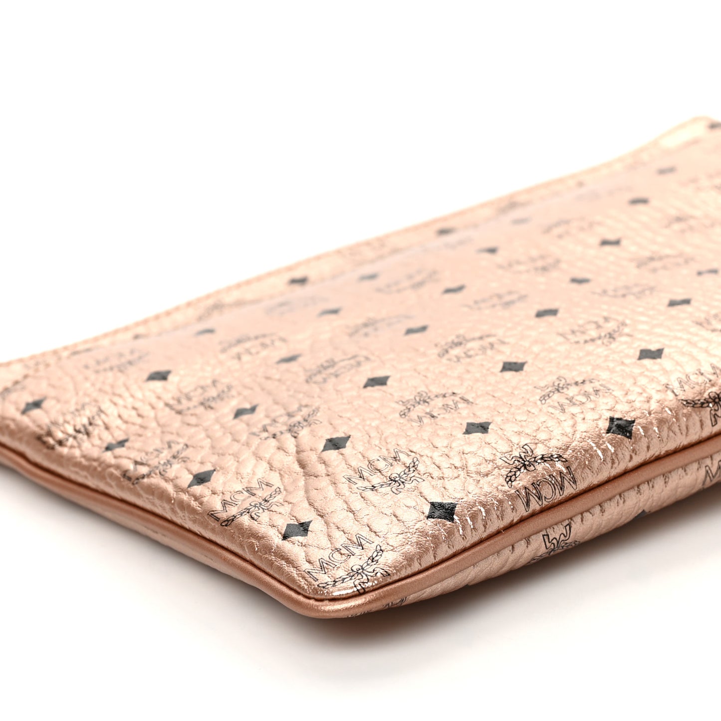 Metallic Visetos Medium Crossbody Pouch Champagne