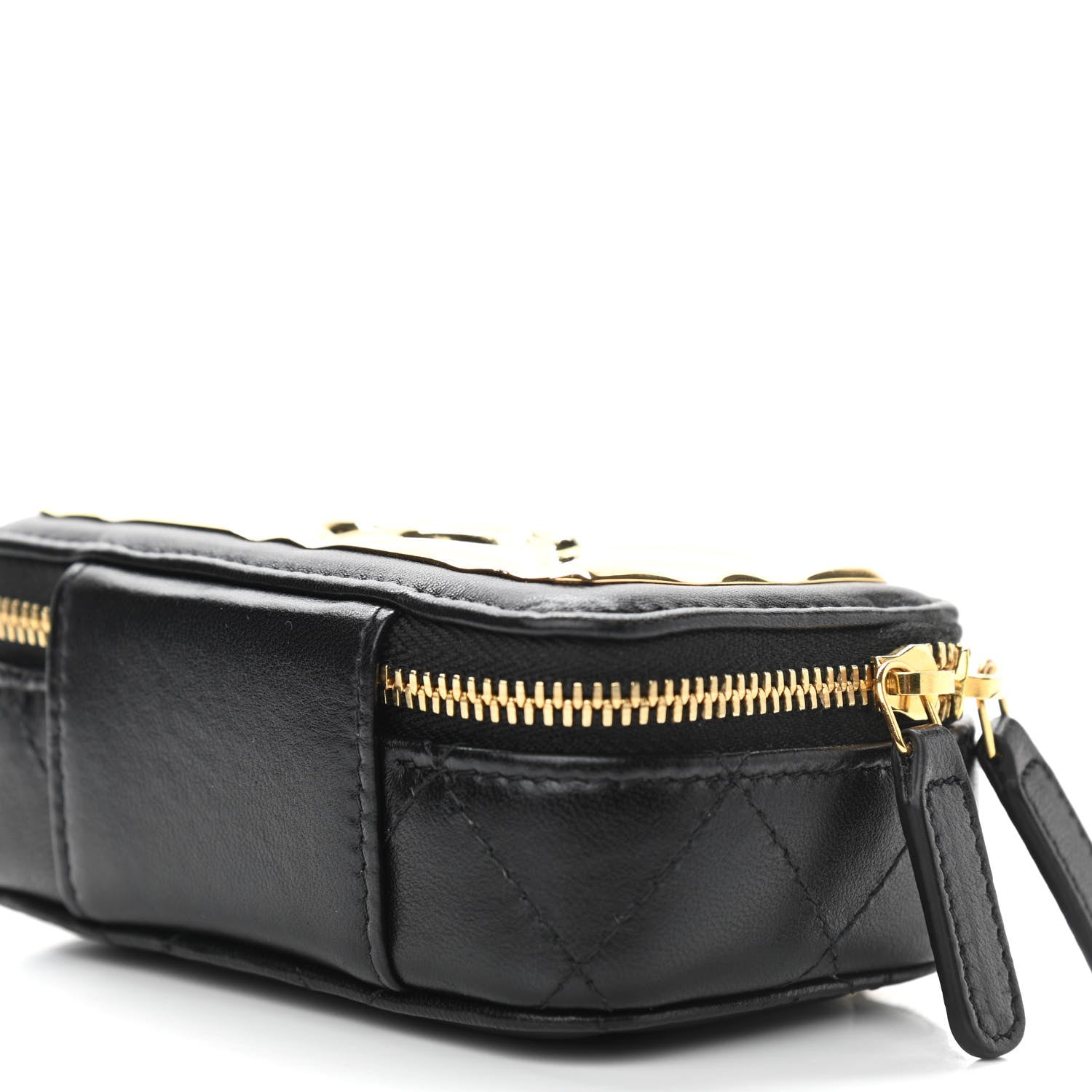 Chanel Lambskin Quilted Mini Golden Plate Clutch With Chain Black 11 of 11