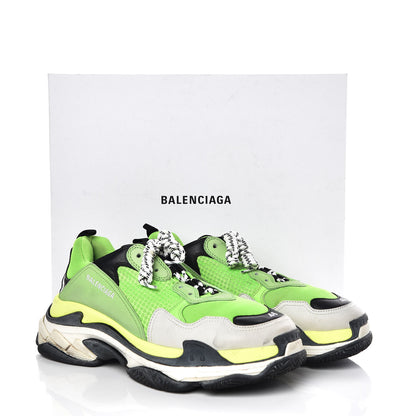 Balenciaga Fabric Mesh Nappa Mens Triple S Sneakers 46 Vert Fluo Black 8 of 8