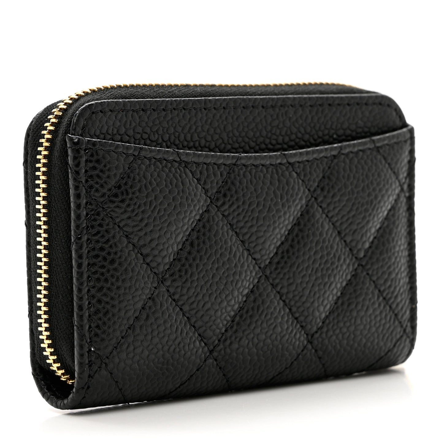 Caviar Quilted Zip Coin Purse Black