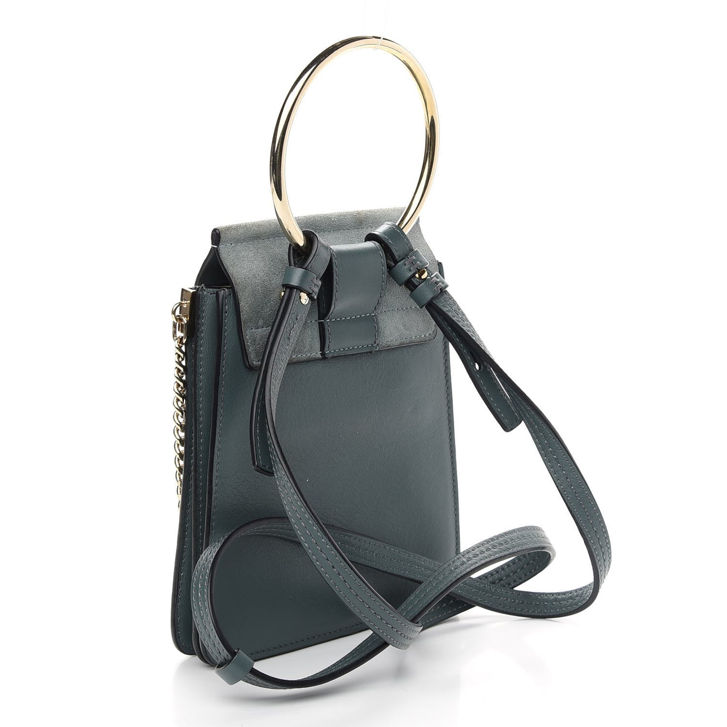 Suede Calfskin Mini Faye Bracelet Bag Cloudy Blue