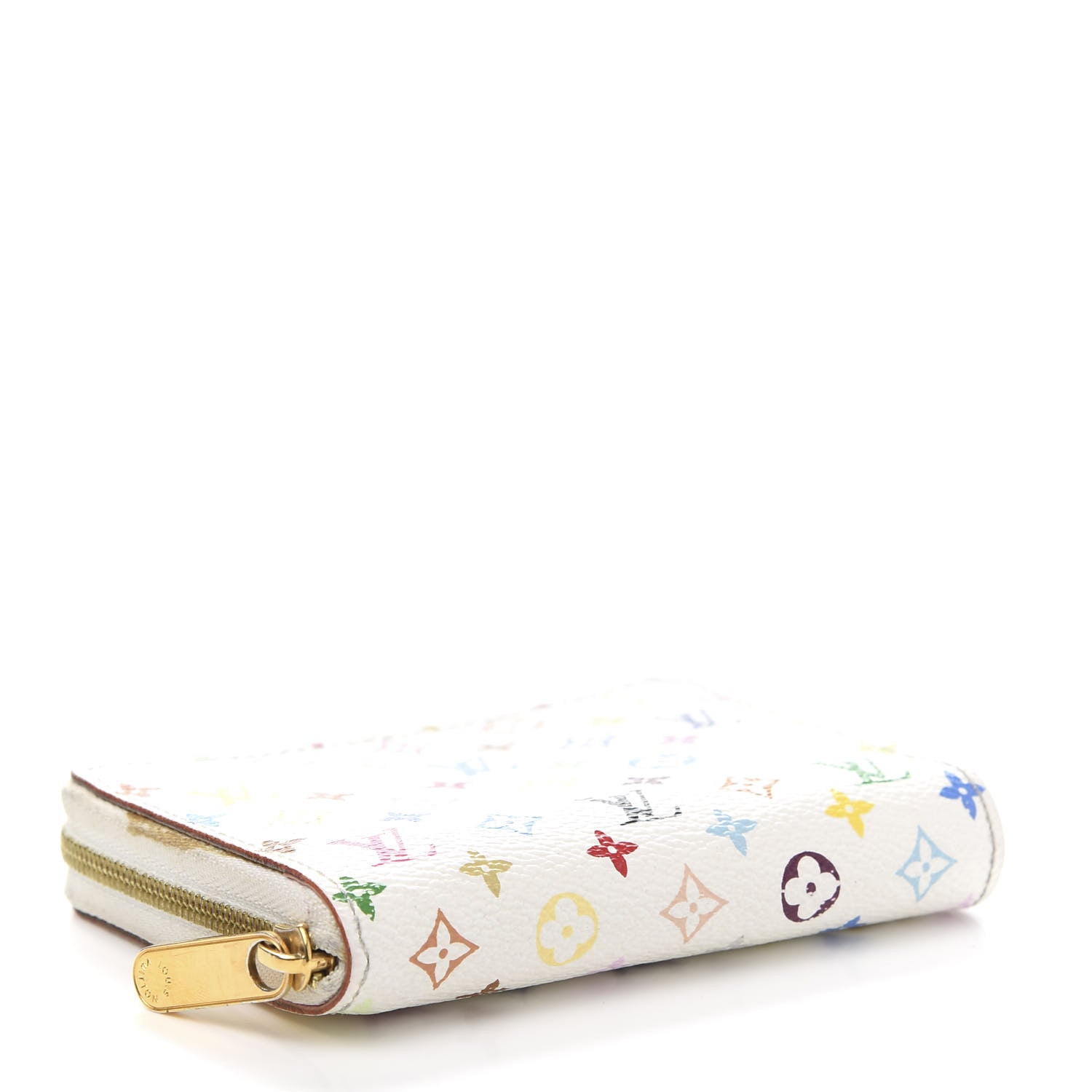Louis Vuitton Monogram Multicolor Zippy Coin Purse Wallet White Litchi 4 of 9