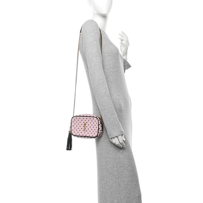 Saint Laurent Calfskin Printed Polka Dot Mini Lou Camera Bag Pink Black 2 of 10