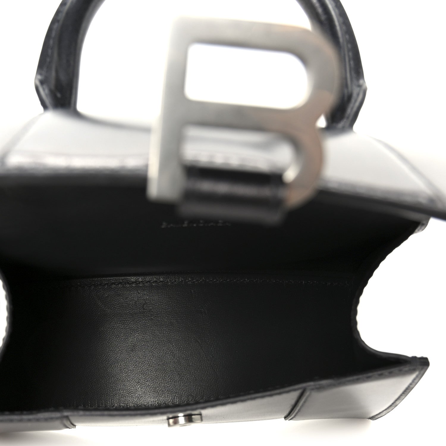 Balenciaga Metallic Calfskin Hourglass Top Handle Bag XS Gunmetal 5 of 11