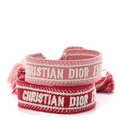 Christian Dior Woven Cotton J'Adior Friendship Bracelet Set Pink Red 1 of 2