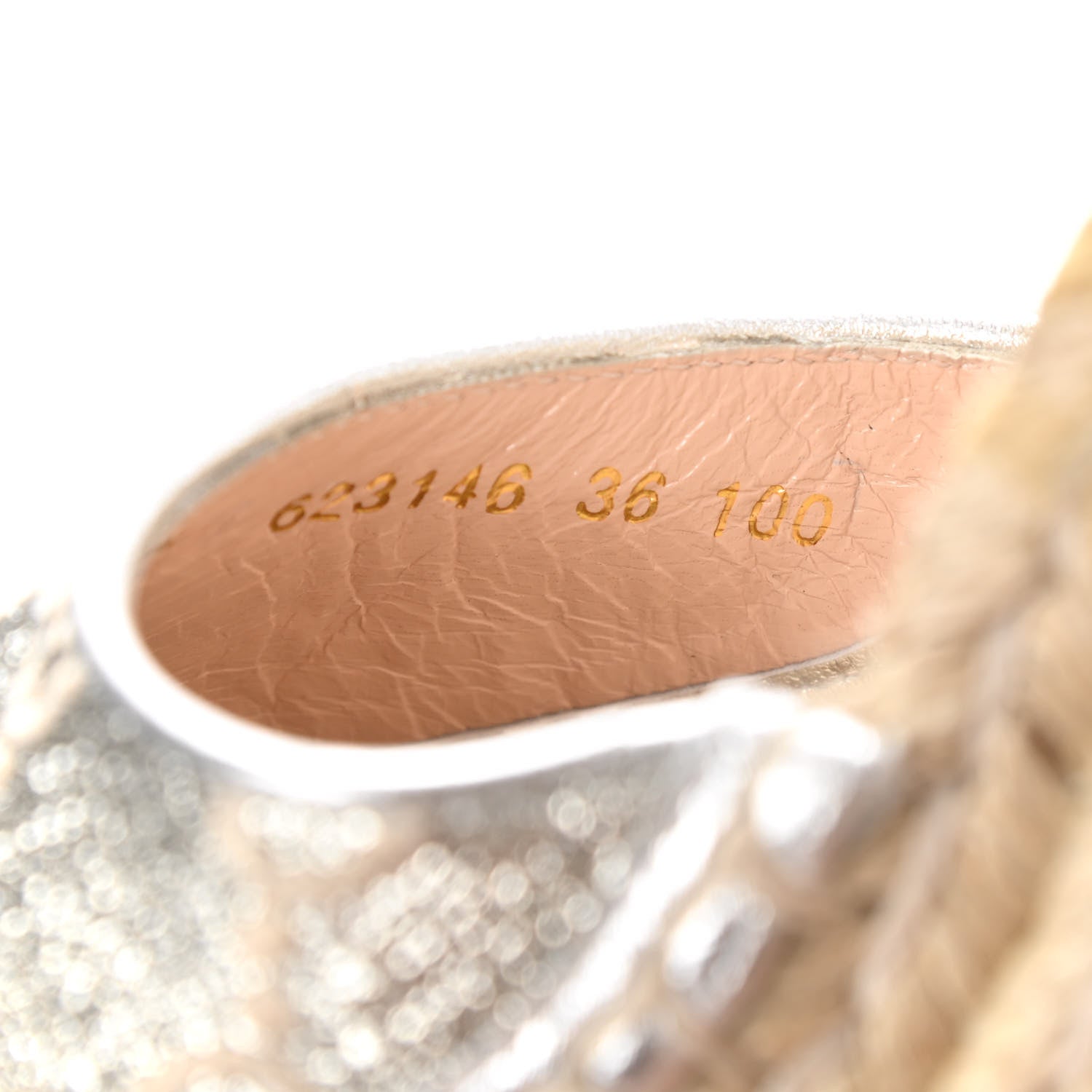 Gucci Lame GG Monogram Ankle Wrap Platform Espadrille Wedges 36 Silver Beige Light Grey 10 of 10