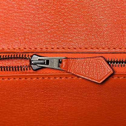 Hermes Shiny Porosus Crocodile Birkin 40 Black Orange 20 of 43
