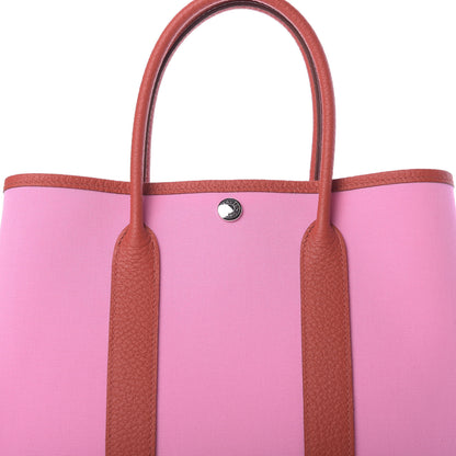 Hermes Toile Militaire Vache Country Garden Party Tote 30 Bubblegum Rouge Duchesse 8 of 11