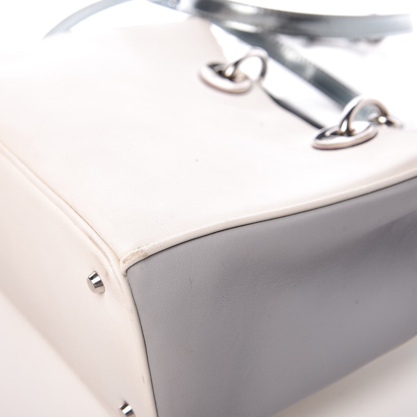 Calfskin Small Diorissimo White Grey
