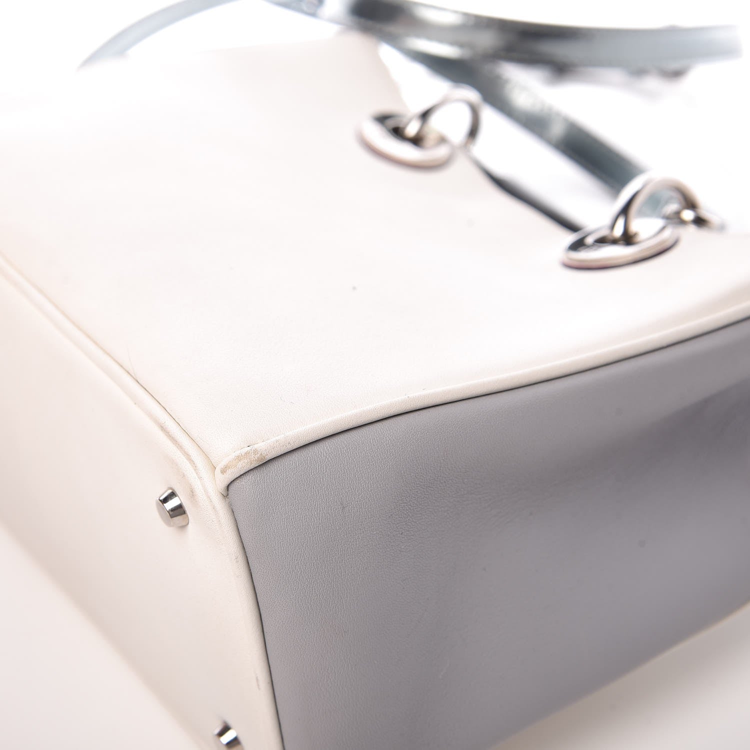 Christian Dior Calfskin Small Diorissimo White Grey 10 of 16