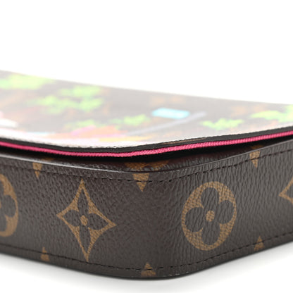 Louis Vuitton Monogram 2021 Christmas Animation Hollywood Pochette Felicie Chain Wallet Fuchsia 10 of 10
