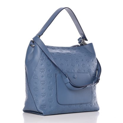 MCM Calfskin Ottomar Monogram Large Klara Hobo Luft Blue 4 of 11