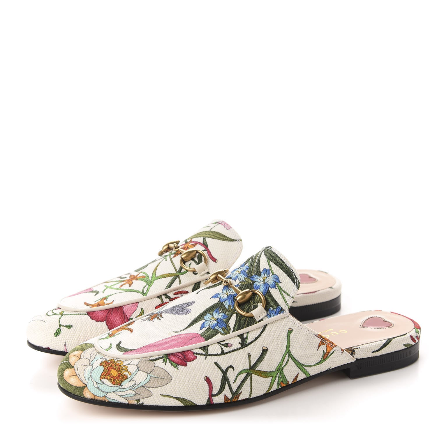 Gucci Canvas Flora Womens Princetown Slippers 36.5 White Multicolor 3 of 10