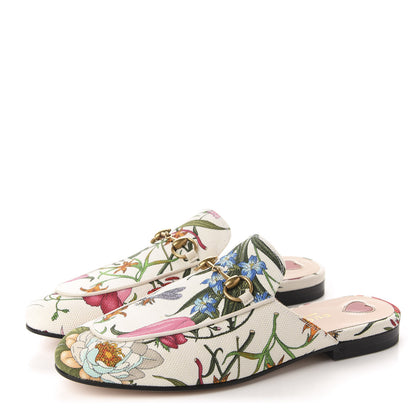 Gucci Canvas Flora Womens Princetown Slippers 36.5 White Multicolor 3 of 10