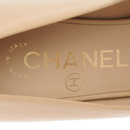 Chanel Lambskin Pearl Peep Toe Pumps 36.5 Beige 7 of 9