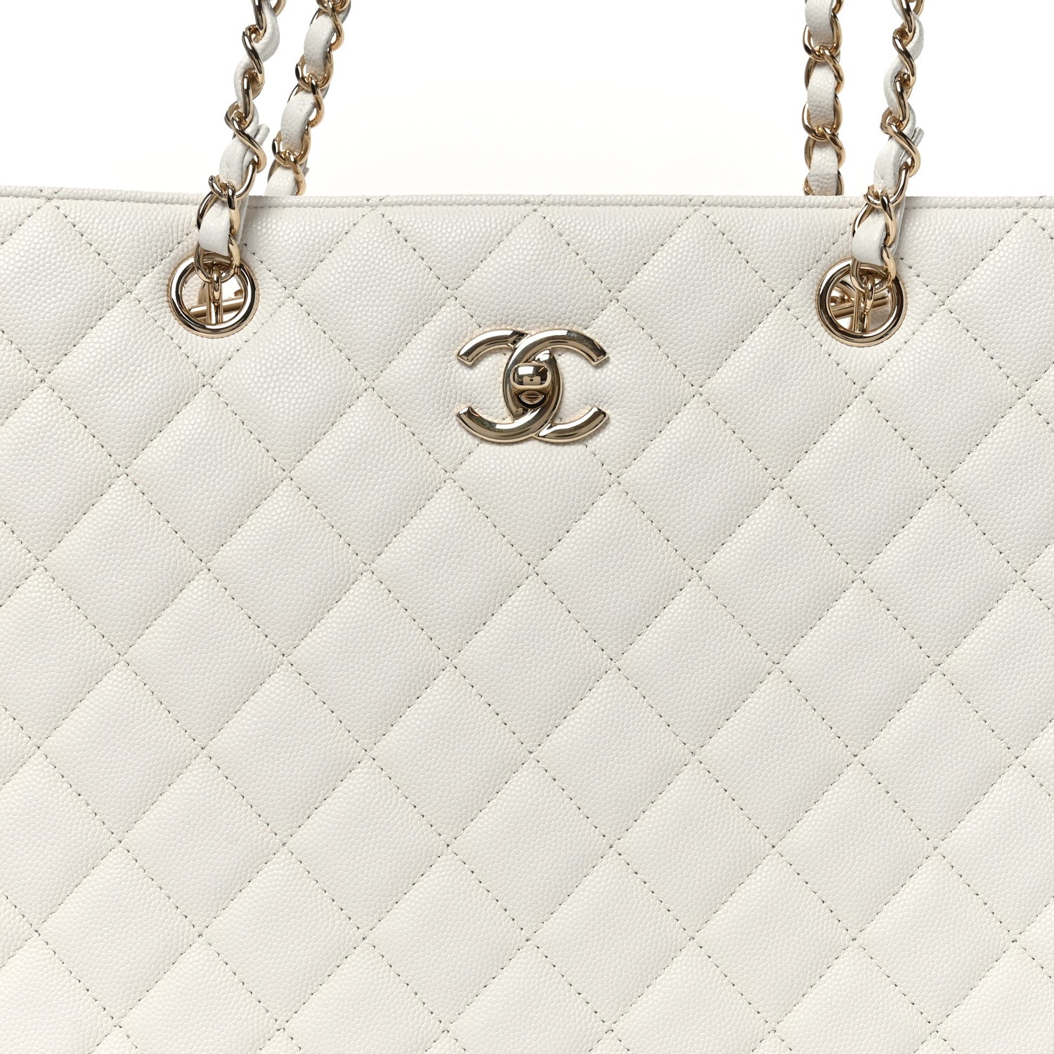 Chanel Caviar Quilted Large Classic Shopping Tote White 8 of 10