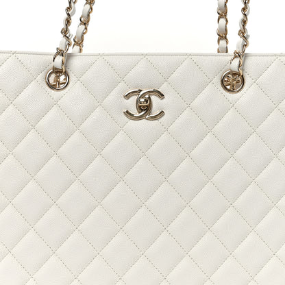 Chanel Caviar Quilted Large Classic Shopping Tote White 8 of 10