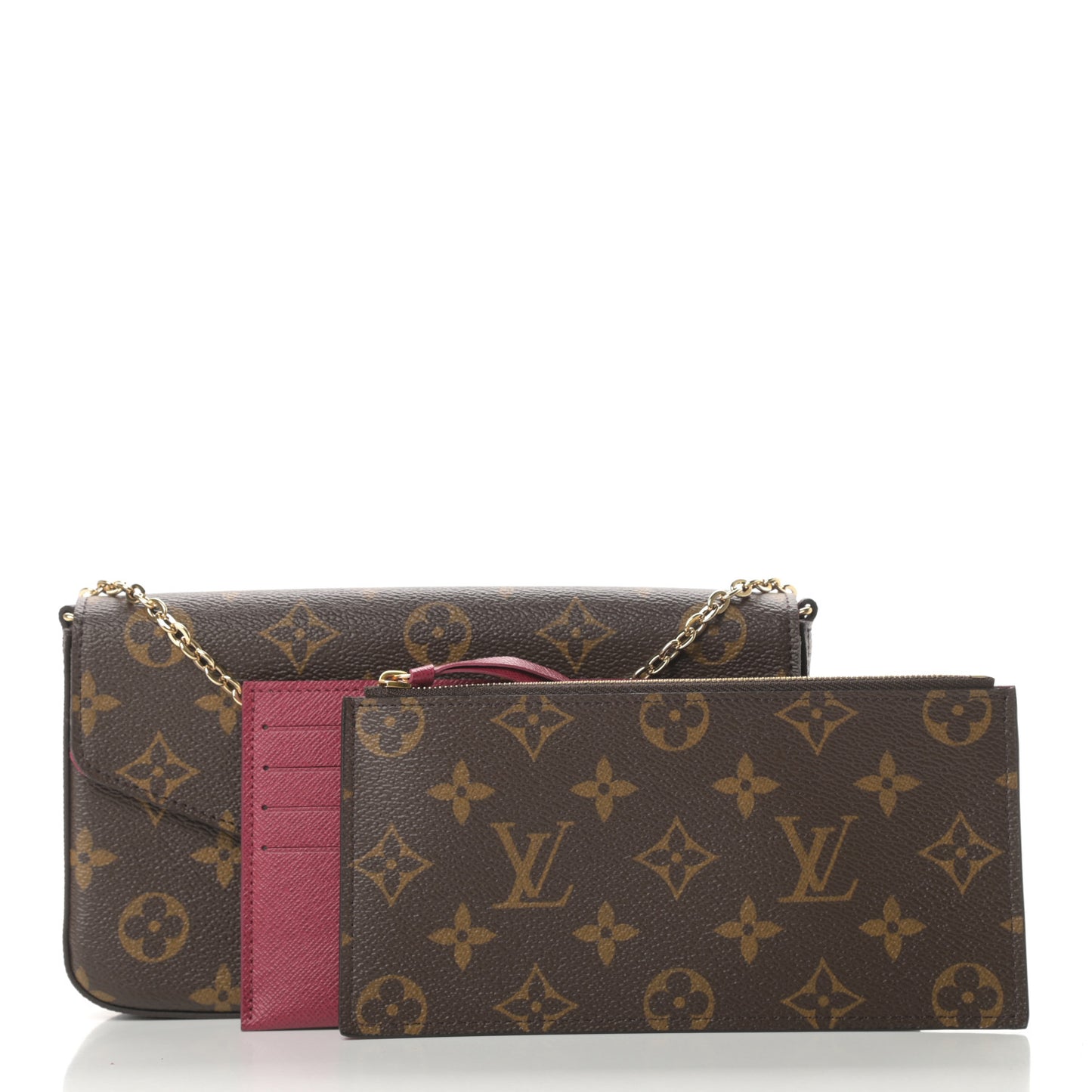 Monogram Pochette Felicie Chain Wallet Fuchsia
