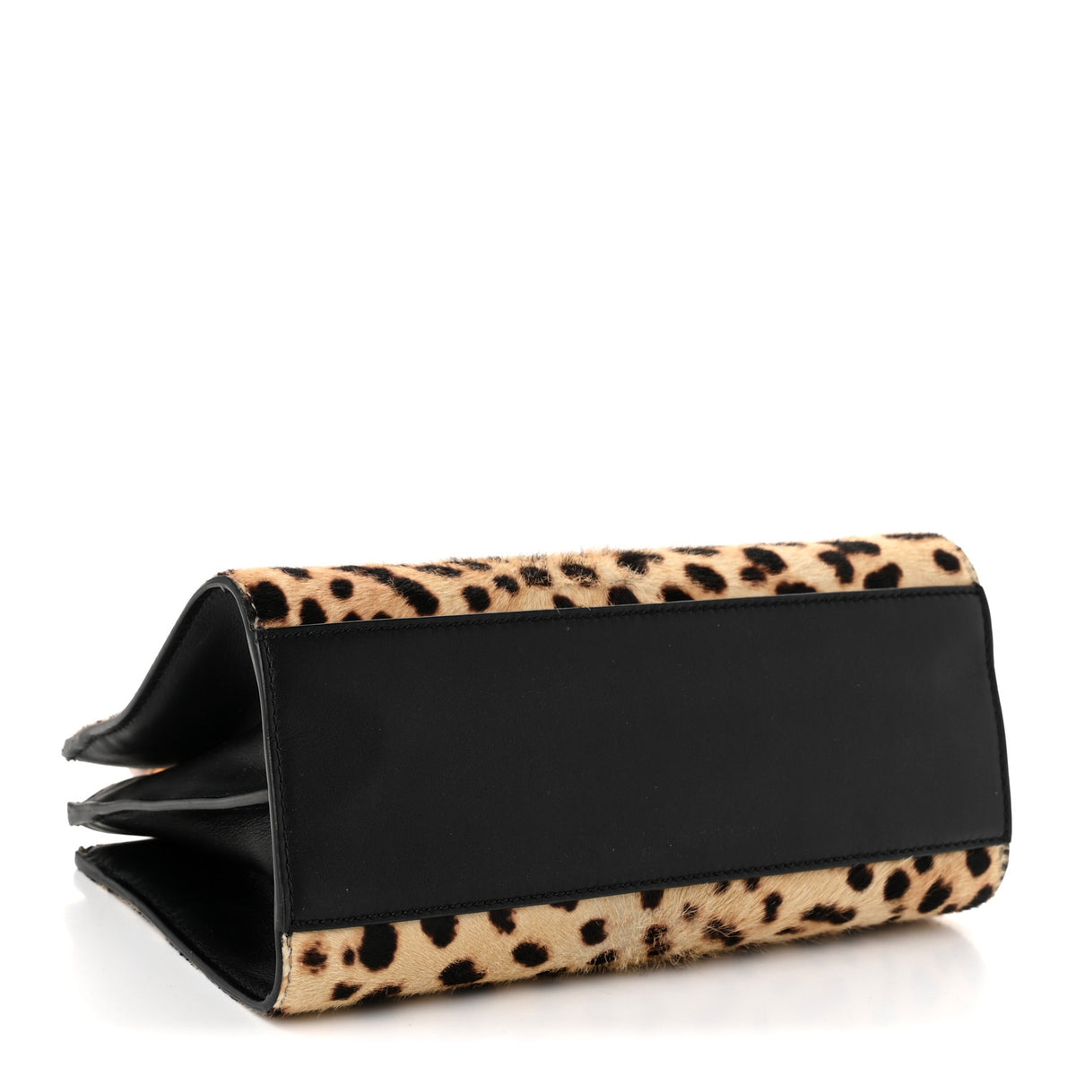 Calf Hair Bamboo Web Leopard Print Mini Nymphaea Top Handle Bag