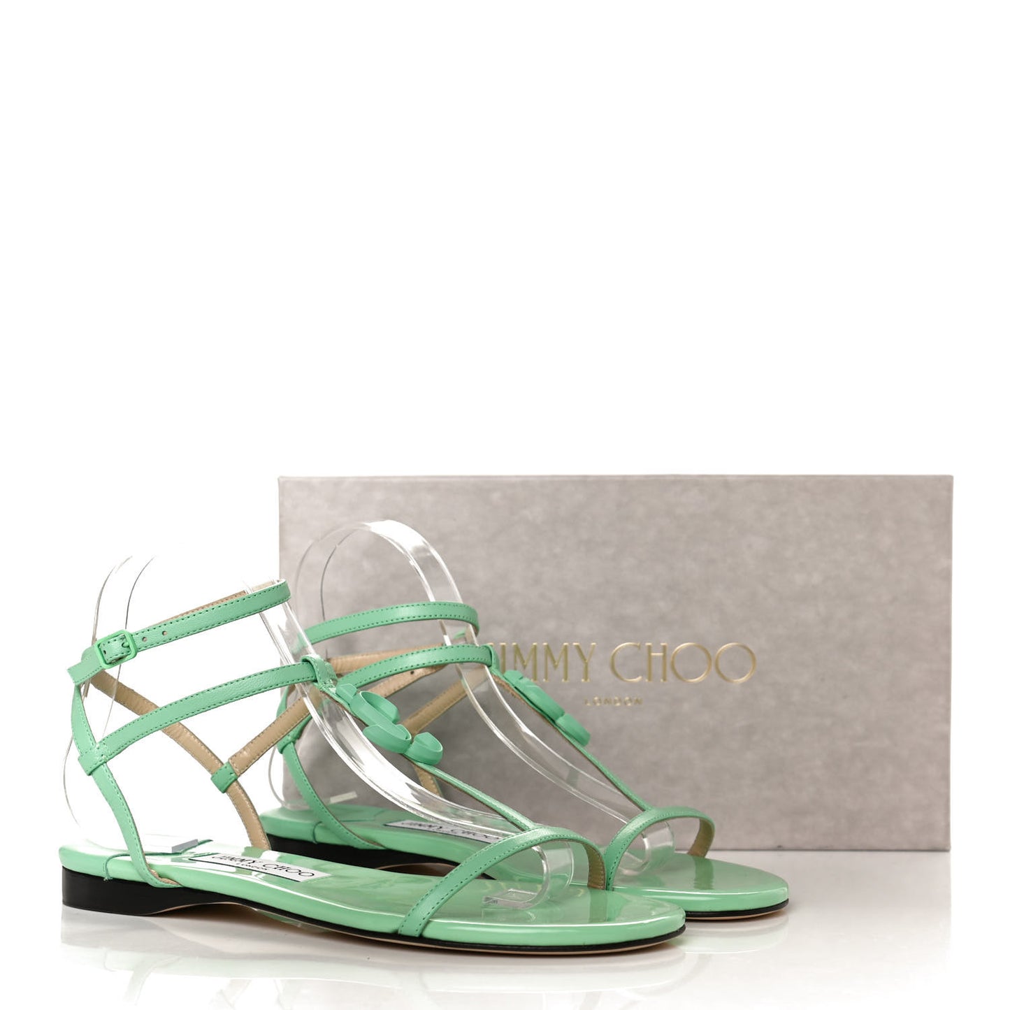 Nappa Patent Alodie Flat Sandals 39 Miami Mint