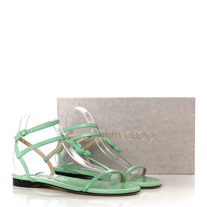 Jimmy Choo Nappa Patent Alodie Flat Sandals 39 Miami Mint 12 of 12