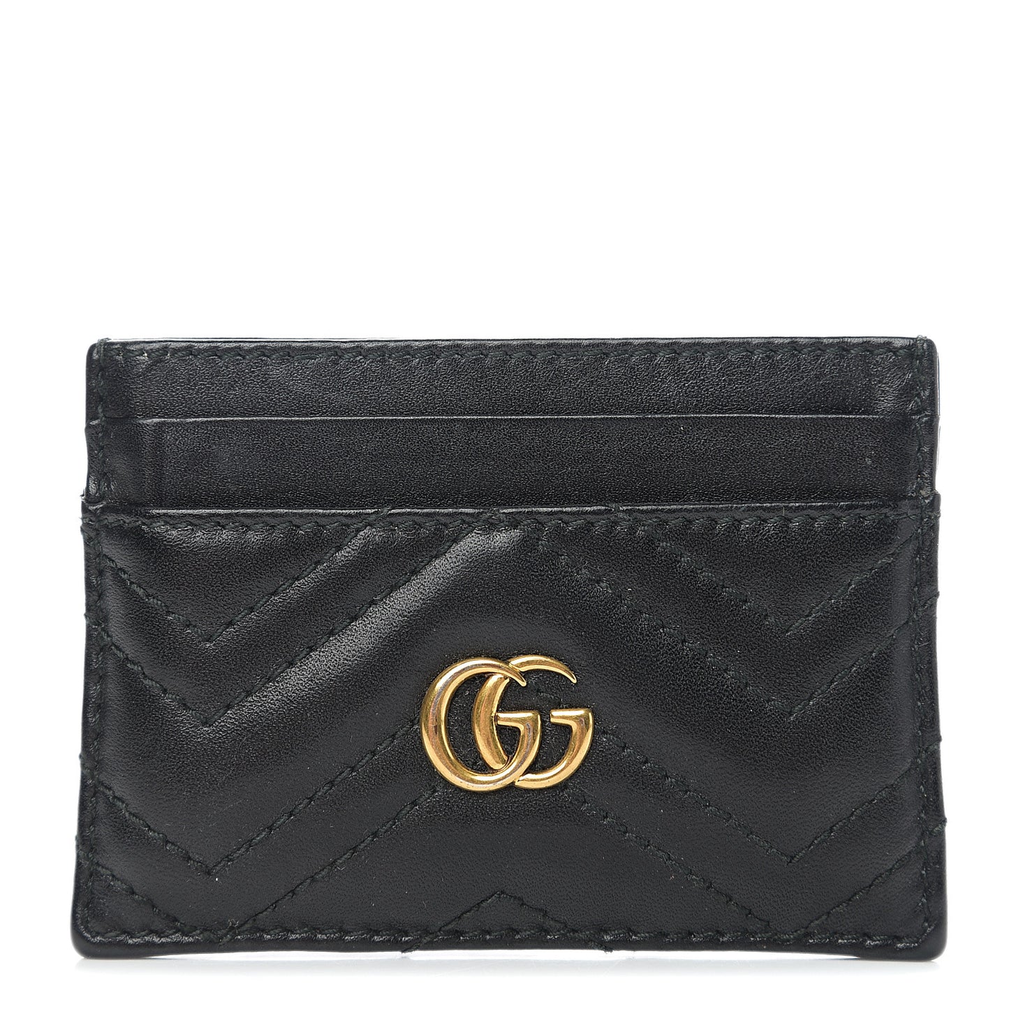 Calfskin Matelasse GG Marmont Card Holder Black