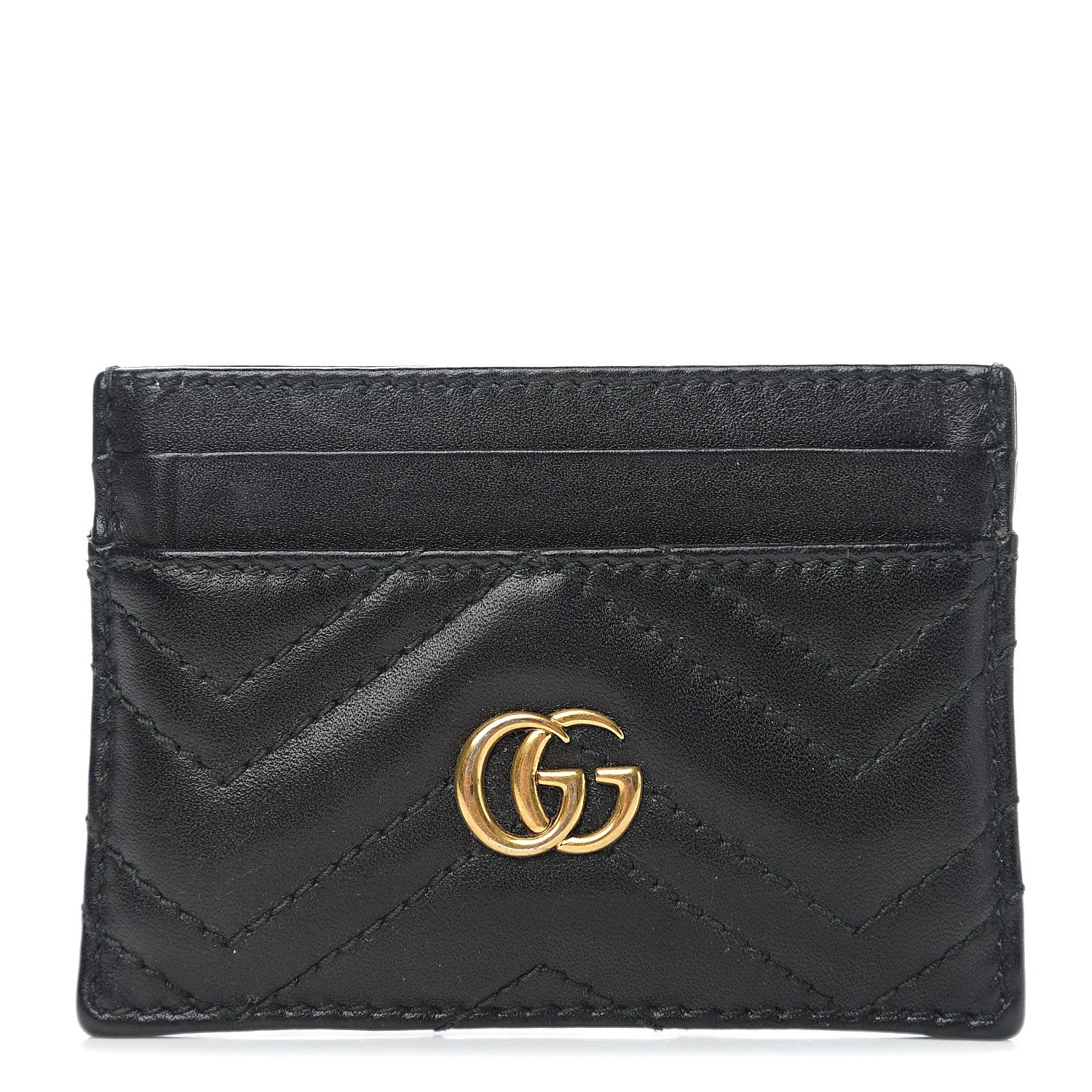 Gucci Calfskin Matelasse GG Marmont Card Holder Black 1 of 6