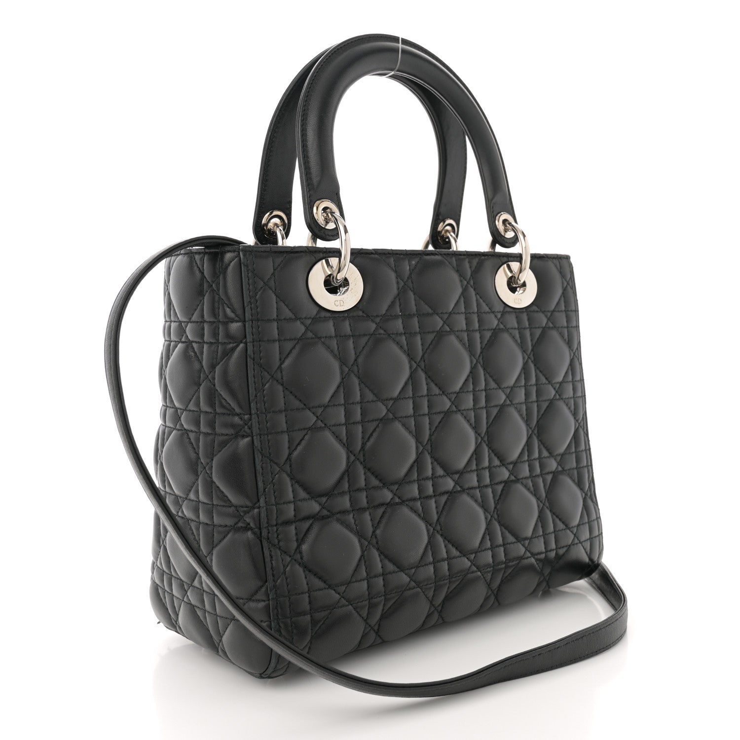 Christian Dior Lambskin Cannage Medium Lady Dior Black 3 of 12