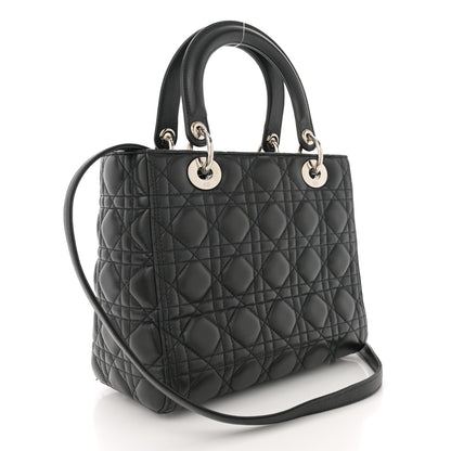 Christian Dior Lambskin Cannage Medium Lady Dior Black 3 of 12
