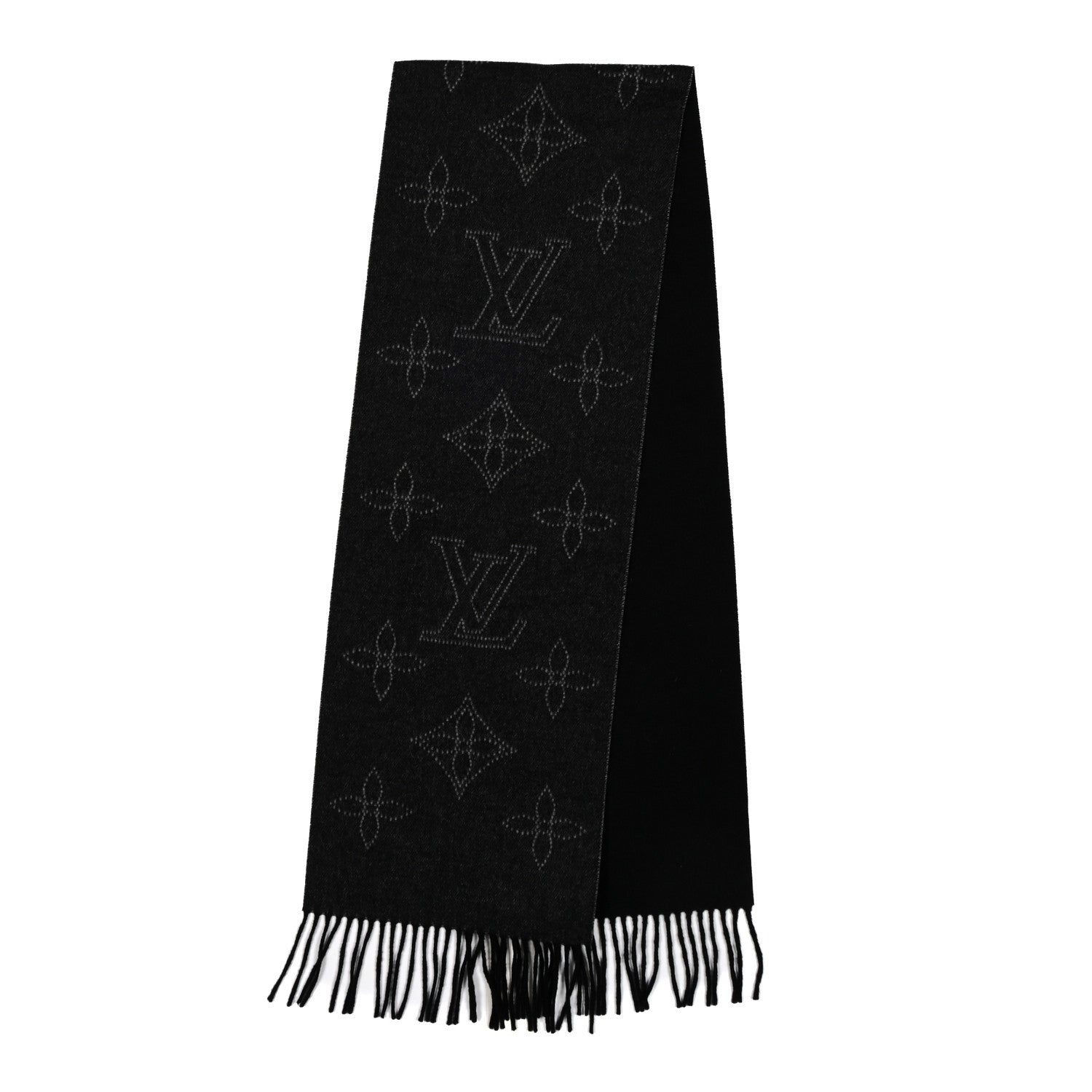 Louis Vuitton Cashmere Wool Silk Flight Mode Mahina Echarpes Scarf Black 2 of 3