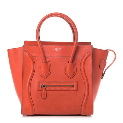 Celine Drummed Calfskin Micro Luggage Vermillion 1 of 6