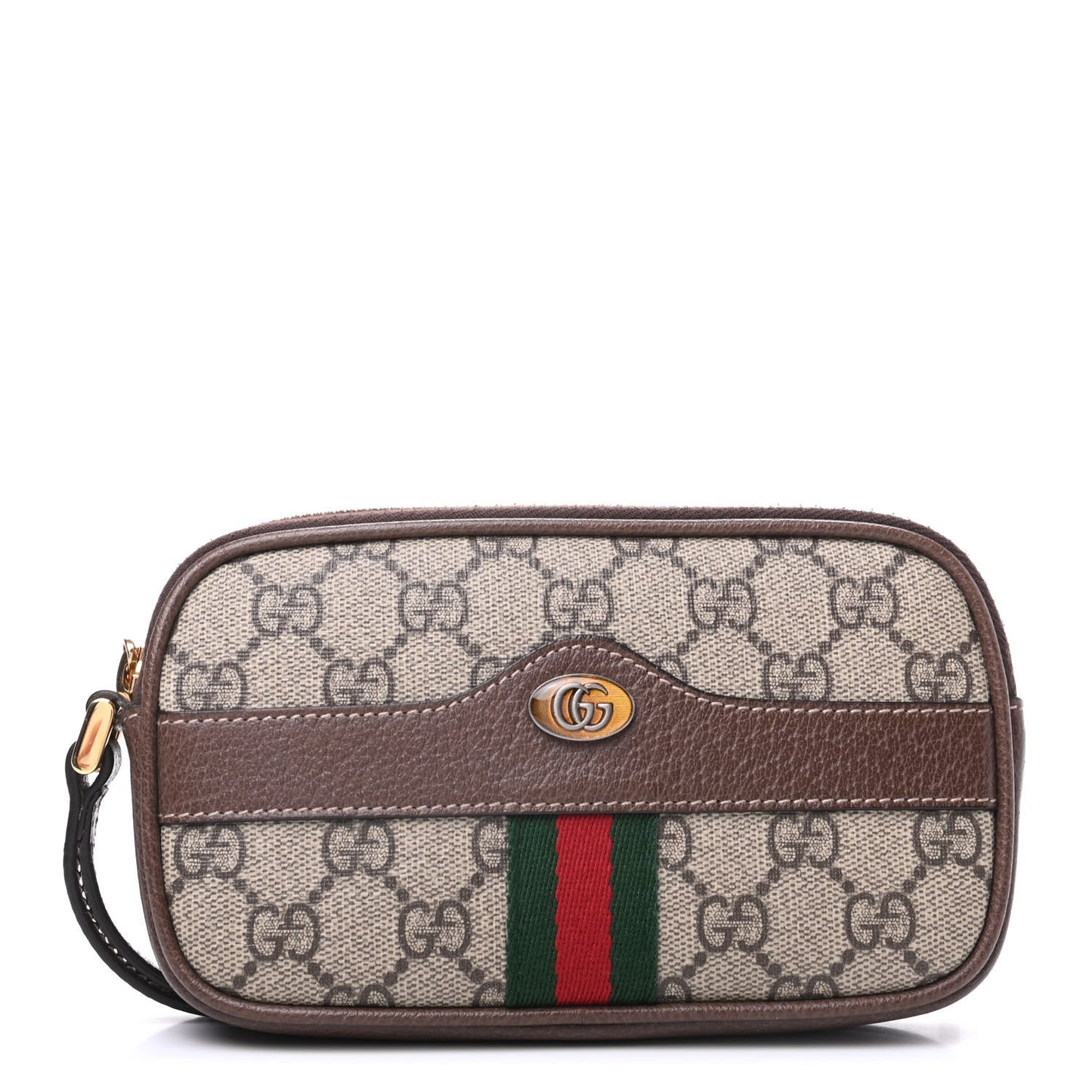 GG Supreme Monogram Ophidia Phone Case Wristlet Brown
