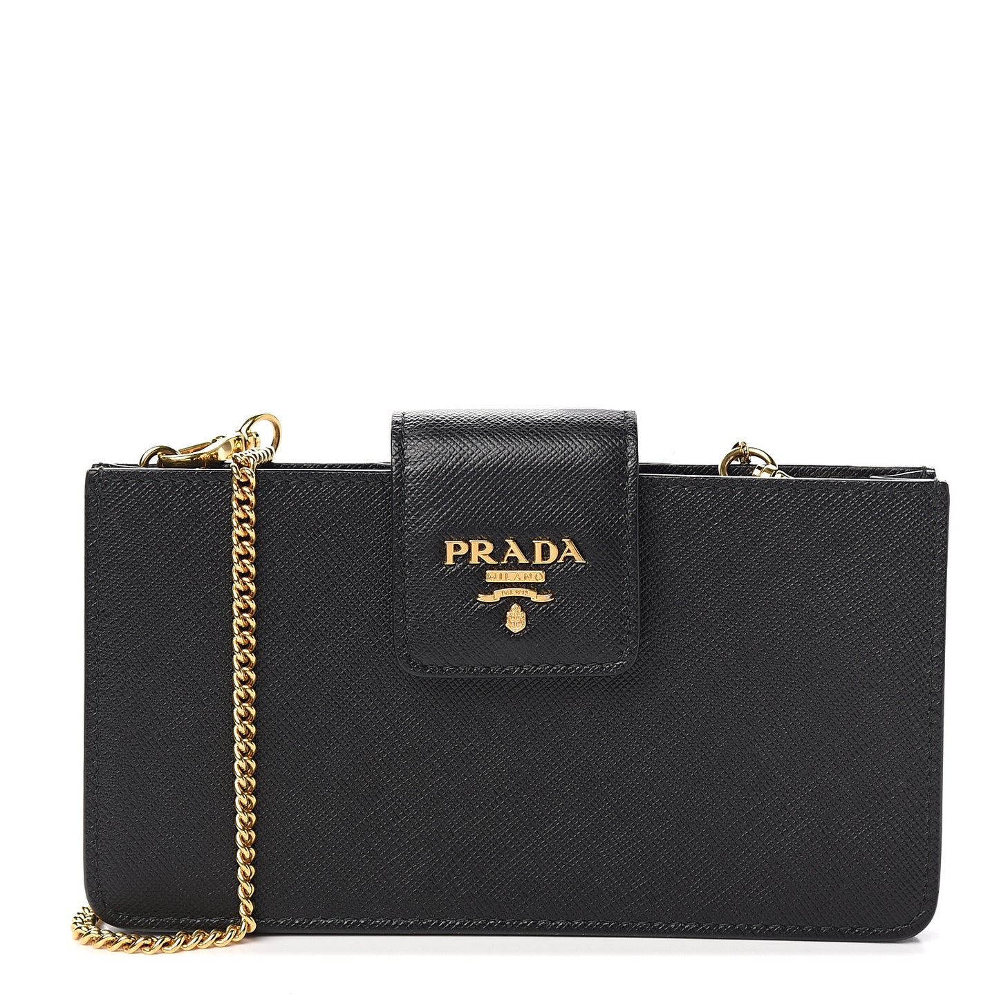 Saffiano Metal Mini Chain Wallet Black