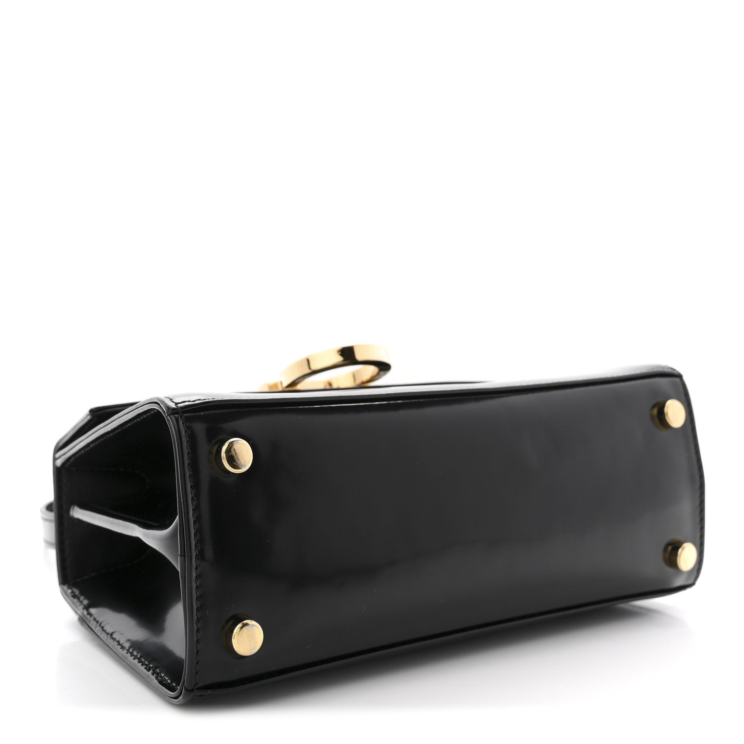 Brushed Off Calfskin Mini Iconic Top Handle Bag Black