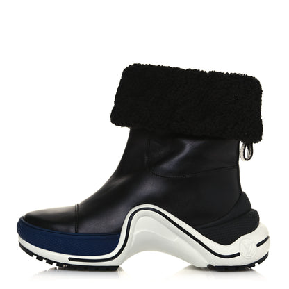Louis Vuitton Calfskin Shearling LV Archlight Sneaker Half Boots 37 Black Blue 1 of 8