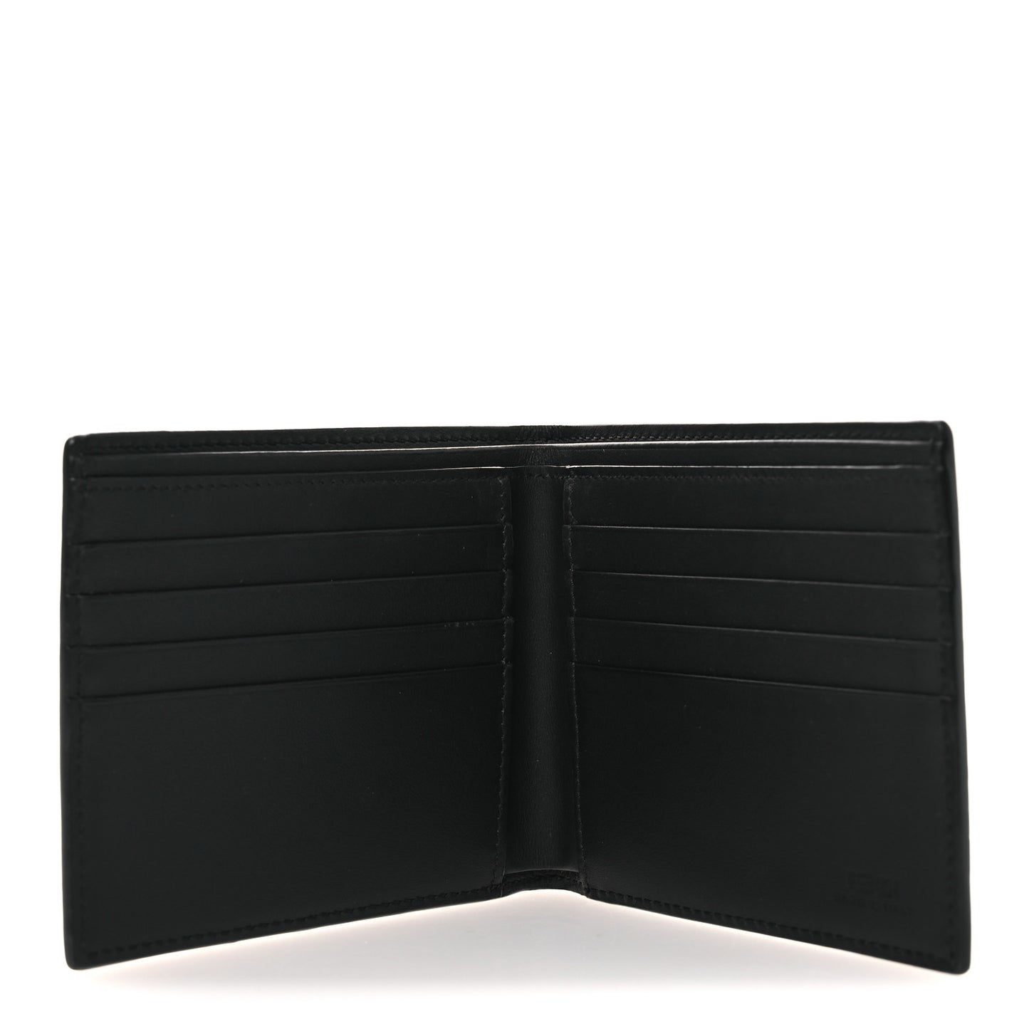 Calfskin Metal Monster Eyes Bi-fold Wallet Black